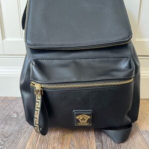 Versace Black Leather Men's Backpack
